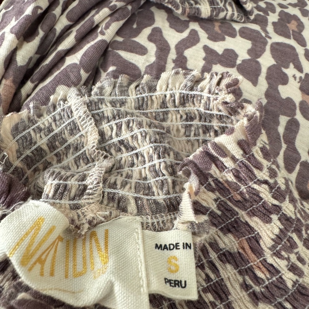 Nation LTD Leopard Print Smocked Mock Neck Blouse – Size Small - Picture 12 of 14